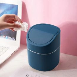 Mini Small Waste Bin Desktop Garbage Trash Can Plastic Home Office Table Trash Can Dustbin Basket Household Sundries Barrel Box