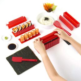 ANYOHOE 10 Pcs/Set Sushi Maker Roller Rice Maker Sushi Moulds Chef Kitchen Home Japanese Easy Sushi Cooking Tools