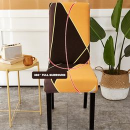 1/2/4/6Pcs Geometric Dining Chair Cover Spandex Elastic Chair Slipcover Case Stretch Chair Covers For Wedding Hotel Dining Room