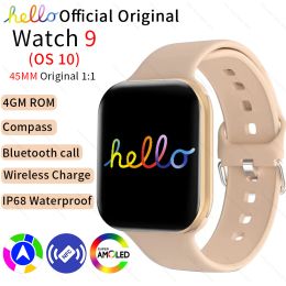 Watches Original Hello Watch 9 Smartwatch 45mm AMOLED 4G ROM NFC GPS Position Compass Clock Bluetooth Call Smart Watch Women PK 3 Plus