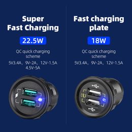 Several Usb Ports Socket 12V Auto Double QC3.0 Fast Charger Built-In Car Camper Multi Plug Port Adapter Charger Recessed Cars