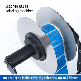 ZONESUN Round Bottle Labeling Machine With Smart Electric Pedal Glass Plastic Bottle Jar Vial Sticker Packaging Labeler ZS-TB16P