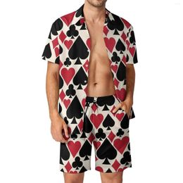 Men's Tracksuits Casino Fun Poker Cards Shirt Sets 3D Print Men Casual Fashion Short Sleeves Shirts Oversized Beach Shorts Hawaiian Suits