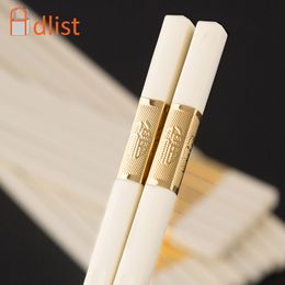 5 pairs Alloy Square Korean Chop stick Wedding Gift White Gold Resuable Chopsticks Japanese Food Chop Stick Chinese Chopsticks