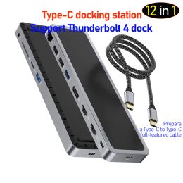 Hubs Type C Hub Dual Hd Dp 4k 60hz Thunderbolt Dock Mst Hub Usb C to 2 Hdmi Docking Station for Apple Book Pro Laptop Accessories