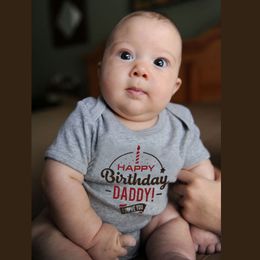 Funny Graphic Printed Bodysuits One Piece Baby Grow for Infant Toddler Boys Girls - Happy Birthday Daddy! I Love You