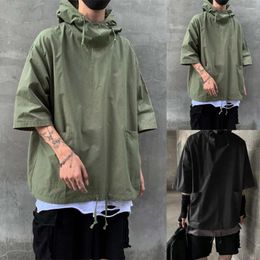 Men's T Shirts Attractive Pullover Top Solid Colour Polyester Summer Men Jacket Streetwear Lightweight Hooded For