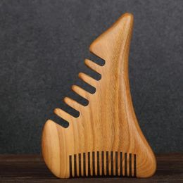 Multifunctional Natural Green Sandalwood Comb Meridians Scalp Massage Wood Comb Anti-static Detangling Smooth Hair 240327