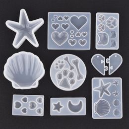 DIY Epoxy Resin Mold Sea Shell Starfish Heart Cat Claw Silicone Crystal Mold Jewelry Making Tool Handmade Crafts Home Decoration