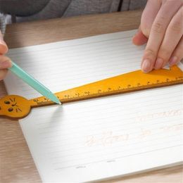 1 Pc 15cm Kawaii Cat Styling Ruler Cute Wood Animal Straight Ruler Gift For Children School Supplies Stationery Black Yellow