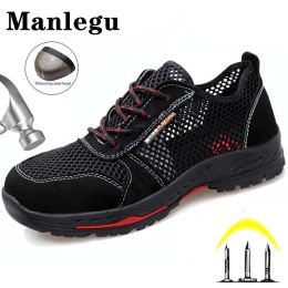 Boots Antipiercing Safety Shoes Men's Work Boots Breathable Work Shoes for Men Steel Toe Cap Safety Boots Men's Protective Shoes New