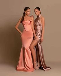 Urban Sexy Dresses Simple Satin Summer Beach Women Maxi Dress Sexy Halter Neck Side Slit Folds Bodycon Dresses for Female Casual Party Dress 240410