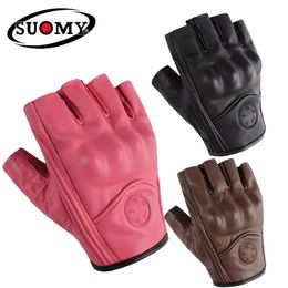 Retro Leather Black Motorcycle Gloves Men Summer Perforated Breathable Motocross Touch Screen Moto Racing Equipment Glove 240402