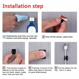 20PCS Cable Organizer Clip Self Adhesive Cord Management Desktop Wall USB Cable Management Wire Winder Manager Desk Clamp