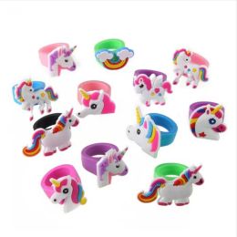 12pcs Unicorn Party Rubber Bangle Key Chains Kids Favours Birthday Bracelet Baby Shower DIY Colourful Horse Party Decor Supplies