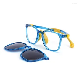 Sunglasses Frames O-Q CLUB 2 In 1 Magnetic Clip On Boys Girls Glasses Kids Myopia Prescription Flexible Eyeglasses Polarised 19970