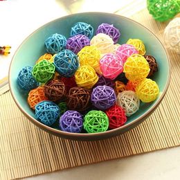 20pcs 3cm Multicolor Sepak Takraw Rattan Ball Birthday Party Decor Wedding Decorations Christmas Home Craft Ornament Baby Toys