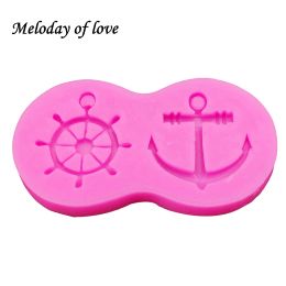 Anchor Rudder Wheel Ship Shape Silicone Mould Fondant Forms Cookie Baking Chocolate Mould Cake Decorating Tools T0209