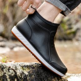 Men Ankle Rain Boots Low Top Waterproof PVC Shoes Outdoor Non--slip Work Water Boots Spring Autumn Casual Rainboots