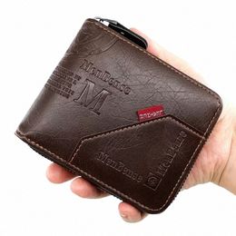 men's Wallet Made of Leather Wax Oil Skin Purse for Men Coin Purse Short Male Card Holder Wallets Zipper Around Mey Coin Purse v4jJ#