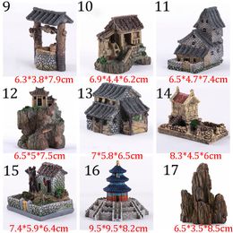 Cute Resin Miniature Statue Mini House Figurines Chinese Rural Sense DIY Scene Statue Bonsai Decor Fairy Garden Micro Landscape