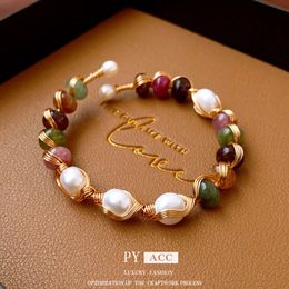 Natural Agate Pearl Open Bohemian Fashion Bracelet, High Grade, Hundred Pairs Handicraft for Women