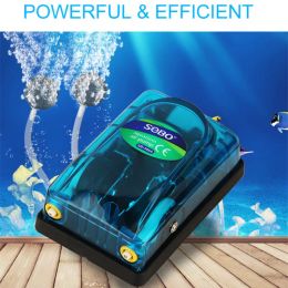 SOBO Aquarium Air Pump Compressor Oxygen 220-240V Transparent Body Single/Double Outlets High Quality Fish Tank Pump