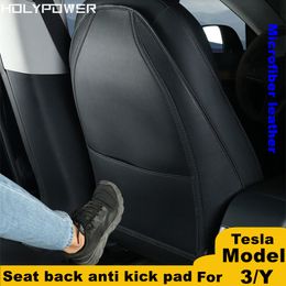Seat Back Child Anti-kick Pad For Tesla Model 3 / Y Upgrad Nappa Microfiber Leather Anti Dirty Mat Rear Row Wear-proof Protector