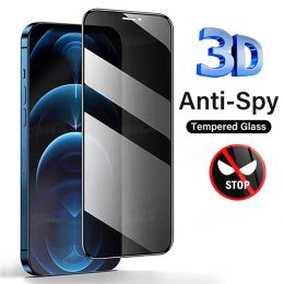 3D Full Cover Anti Spy Screen Protector For iPhone X XR XS 11 12 13 Mini 14 15 Pro Max 7 8 Plus SE 2020 Privacy Tempered Glass