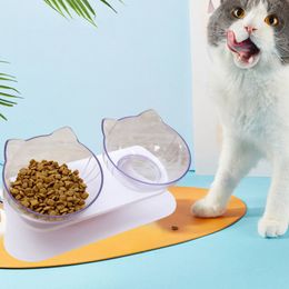 Cat Feeder Raised Cat Food Water Single Double Bowls With Stand No Spill Reduce Pet Neck Pain For Cat Puppy Pet