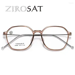 Sunglasses Frames ZIROSAT 9888 Anti Blue Titanium Myopia Glasses Retro Square Optical Prescription Eyeglasses Frame For Men Or Women