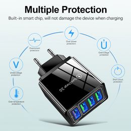 4 Ports USB Charger Quick Charge 3.0 Phone Adapter For iPhone 13 12 Pro Max Huawei Samsung Google Wall Multiple USB Fast Charger