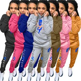 Women hooded hoodie Legging outfits plus size S3XL pullover pant tracksuits Sweatshirts tights Casual Fall Winter sport Jogger Su6060453