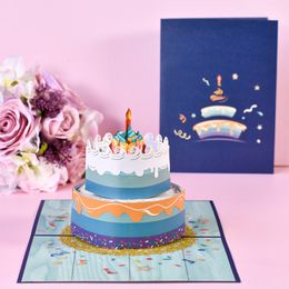Birthday Cake Card 3D Pop-Up Greeting Card Envelope for Christmas Wedding Party