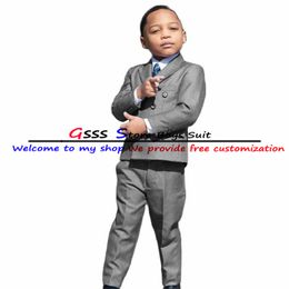 Summer New 2022 Boys Suit 2 Piece Double Breasted Jacket Set Formal Blazer Pants Kids Wedding Tuxedo