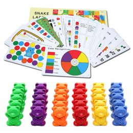 Children Montessori Material Counting Bear Sensory Toys Boxed Weight Balance Scales Rainbow Stacking Games Educational Math Toys