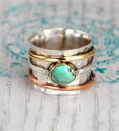 Bohemian Natural Stone Rings for Women Men Vintage Turquoises Finger Fashion Party Wedding Jewelry Accessories2868529