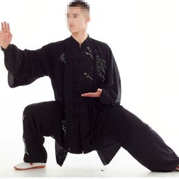 High Quality Summer/Spring Customized Embroidered Pine Crane Taiji Kung Fu Suits Martial Arts Uniforms Tai Chi Clothing Veil