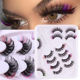 wholesale 7 Pair multi-layer thick cross mink hair LD-curl color-mix colorful faux mink false eyelashes