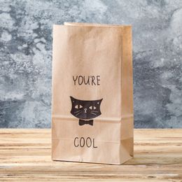 10 pcs Cat Shape Cute Wedding Coffee Shop Bread Bag Kraft Paper Gift Bags Candy Cookie Packaging Bag Boxes Party Natal Favors