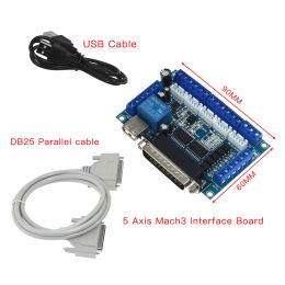 MACH3 Interface Board CNC 5 Axis With Optocoupler Adapter USB Cable For Nema17 Stepper Motor Driver MACH3 Parallel Port Control