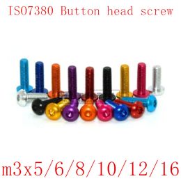10pcs aluminum Allen screw M3 M4 M5*5/6/8/10/12/14/16/20 colourful Aluminum hex socket pan round head screw