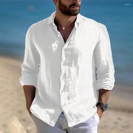 Men's T Shirts Stylish Solid Shirt Baggy Long Sleeve Button Blouse Hawaiian Streetwear Tops Regular Fit White/Black/Pink/Blue