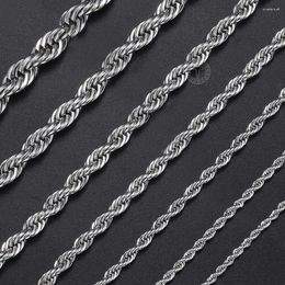 Chains 2 2.5 3 4 5 6 7mm Twisted Rope Chain Link For Men Women Silver Color Stainless Steel Necklace Wholesale 20/22/24inch LKNM132