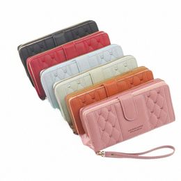 women Lg Wallet Pu Leather Card Holder Large Capacity Hasp Zipper Coin Purse Multi Card Organiser Cell Phe Wristlet Handbag o5He#