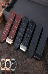 For strap BIG BANG Watchband stainless buckle free tool Men real cow leather Rubber Watchband 26x19mm Brown Black 2206221488788