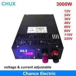 CHUX 3000W Switching Power Supply 0-12V Adjustable Output 15V 24V 36V 48V 60V 80V 100V 110V 200V 300V AC to DC Led Dispaly SMPS