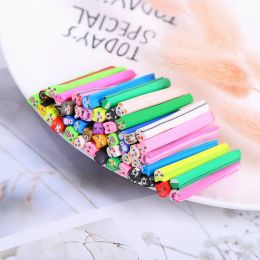 50Pcs Nail Art Decorations Fruit Flower Animal Cake Clay Sticks Polymer Clay Slice for Slime Accessories DIY Craft 5*50mm