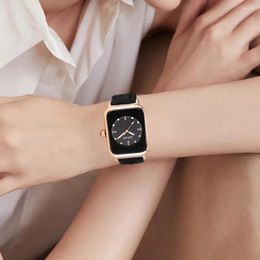 Wristwatches Classy Women Wristwatch Elegant Women's Rectangle Dial Casual Watch With Faux Leather Strap Quartz Movement Fashion For Ladies