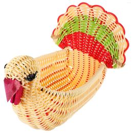 Dinnerware Sets Turkey Shaped Bread Basket Fruit Bathroom Decorations Imitation Rattan Container